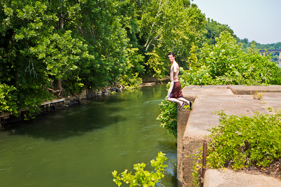 Nick jumping in the river